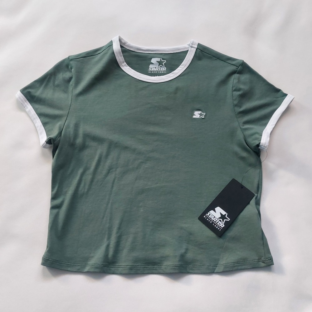 Starter Womens Embroidered Logo Boxy  fit Casual Shirt Duck Green ‎ Size L